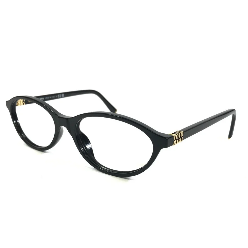 Miu Miu Eyeglasses Frames VMU09X 16K-1O1 Shiny Black Oval Full Rim 54-17-140